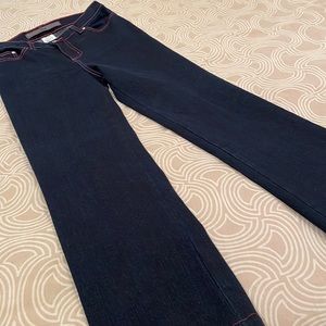 VIEN jeans, dark blue, pink thread trim, cotton blend, 6